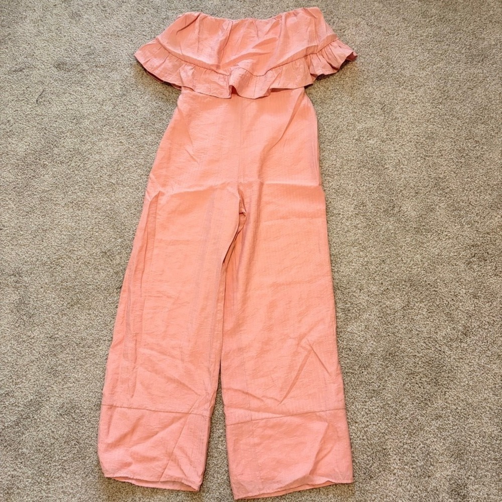 Lovers + Friends Nellie Jumpsuit Womens S Pink Ruffle Barbie Preppy Wide Leg